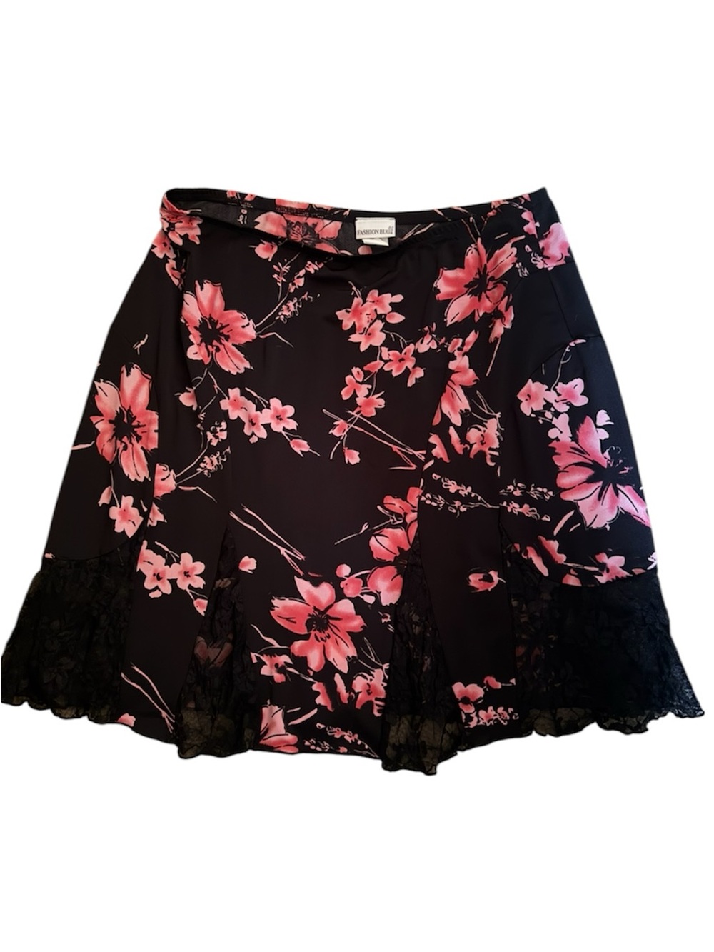 Vintage Y2K Fashion Bug Mini Skirt Size Large Black Floral Whimsygoth Fairy